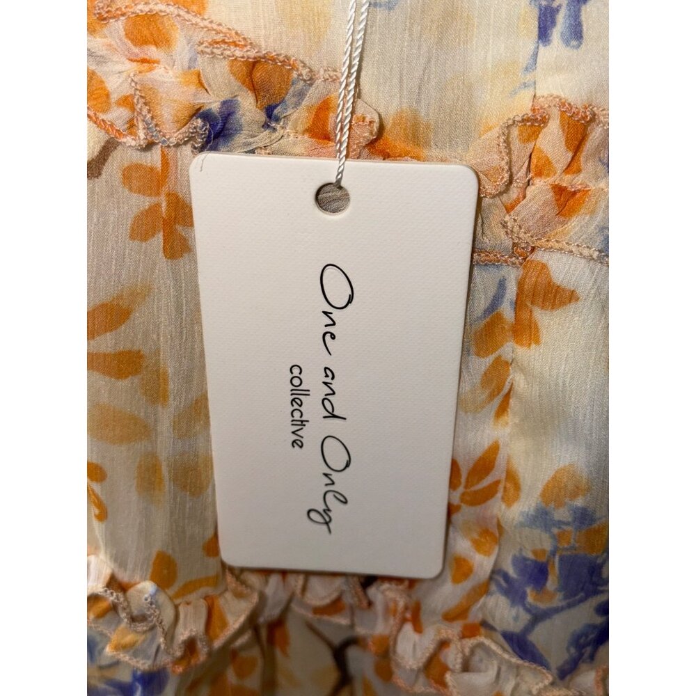 NWT One and Only Collective Floral Plunge Ruffled Midi Dress Orange Size Medium - Picture 7 of 7